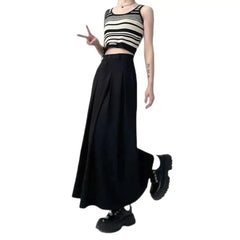 Pleated High Waist A Line Long Skirt