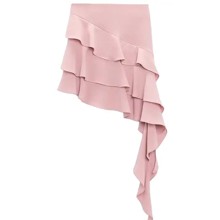 Pleated Solid High Waisted Casual Skirt - Pink / XS