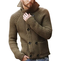 Plus Size Double Breasted Turtleneck Knitted Sweater