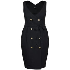 Plus Size Sleeveless Jumpsuit Dress - Black / XS
