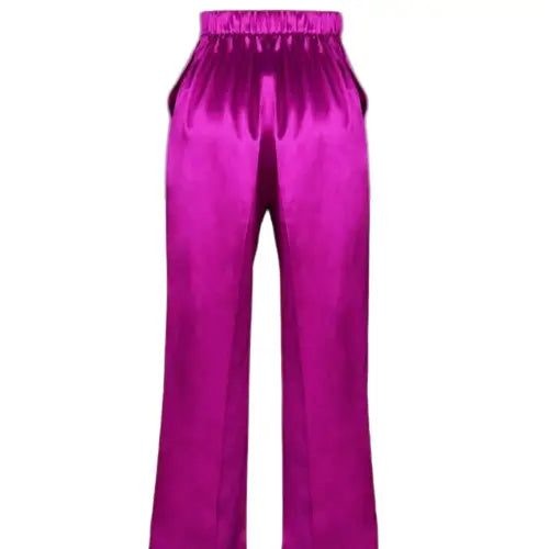 Plus Size Wide Leg Satin Pants with Comfort Waistband