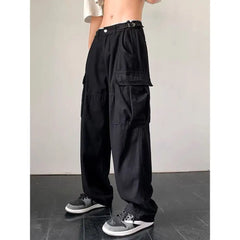 Pocket Baggy Cargo Pants with Belt in Beige or Black