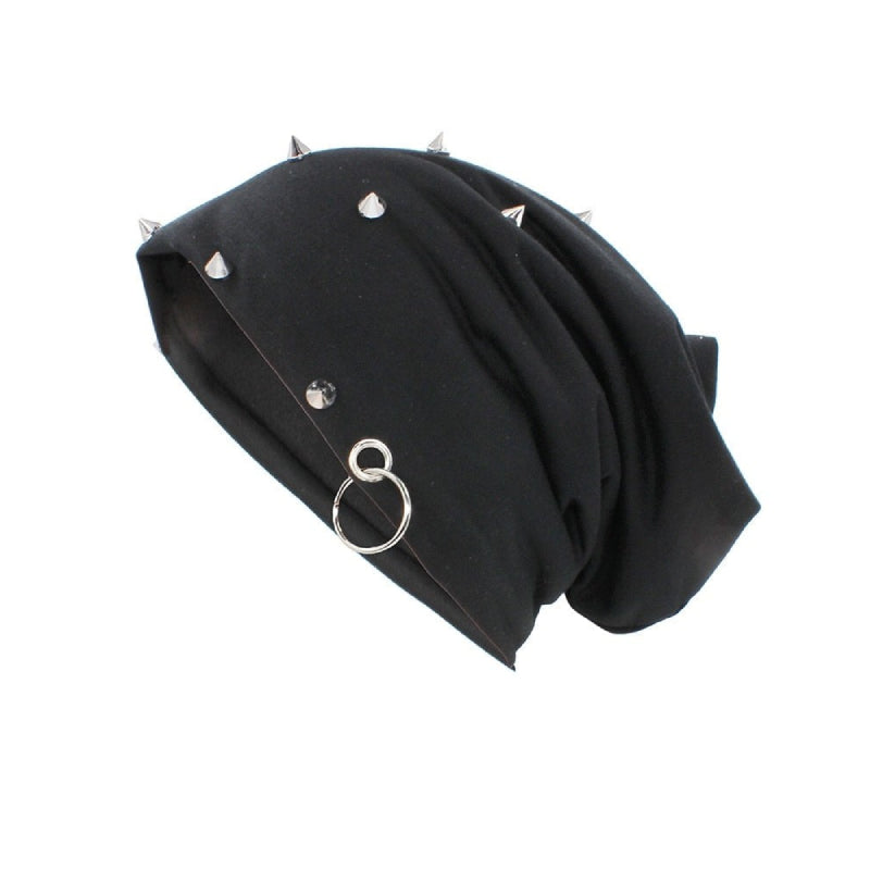 Pointed Rivets Thick Winter Beanies - Black / 56-65