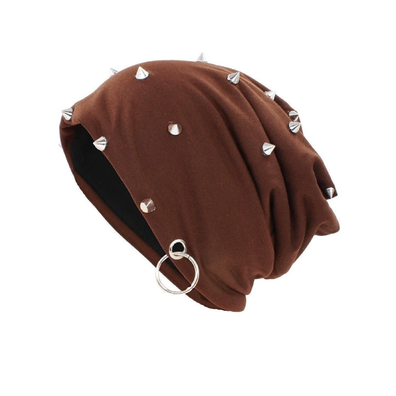 Pointed Rivets Thick Winter Beanies - Brown / 56-65