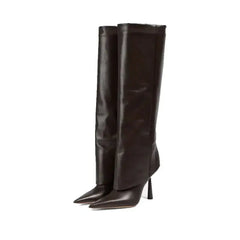 Pointed Toe High Heel Knee Length Boots Euro Size