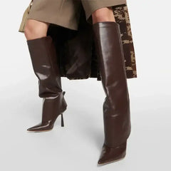 Pointed Toe Thin High Heel Knee Length Boots - boots