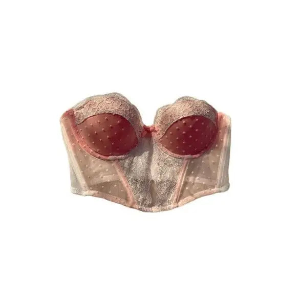 Polka Dot Mesh Underwire Bralette Vest Pink / S