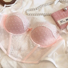 Polka Dot Mesh Underwire Bralette Vest