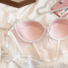 Polka Dot Mesh Underwire Bralette Vest