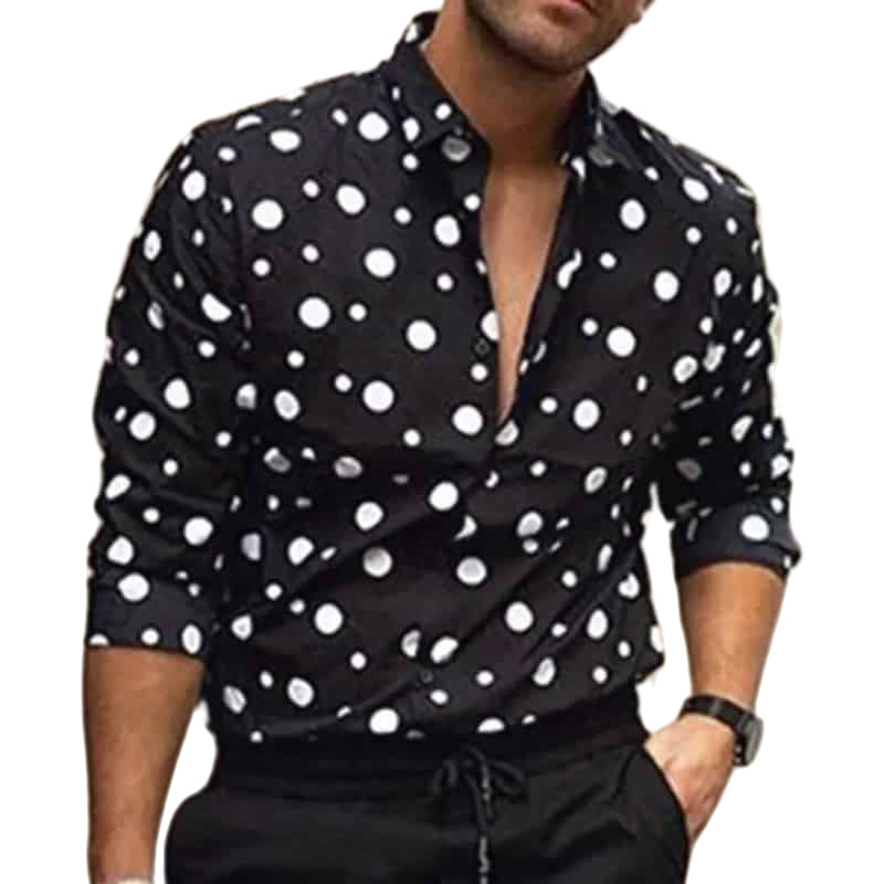Polka Dot Print Long Sleeve Shirt - Shirts