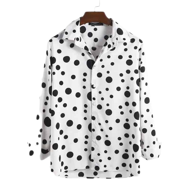 Polka Dot Print Long Sleeve Shirt - White / S - Shirts