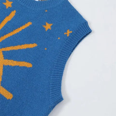 Polyester Acrylic Oversized Eye Print Star Vest