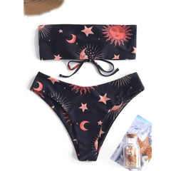 Polyester Aesthetic Sun and Moon Bikini Top