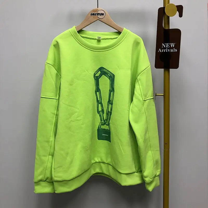 Polyester Chain Long Sleeve Cute Sweatshirt Without Bag