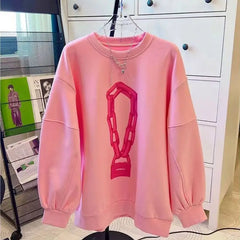 Polyester Chain Long Sleeve Cute Sweatshirt Without Bag