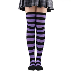 Polyester Colorful Rainbow Striped Long Socks Dark