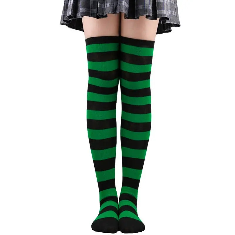 Polyester Colorful Rainbow Striped Long Socks Dark