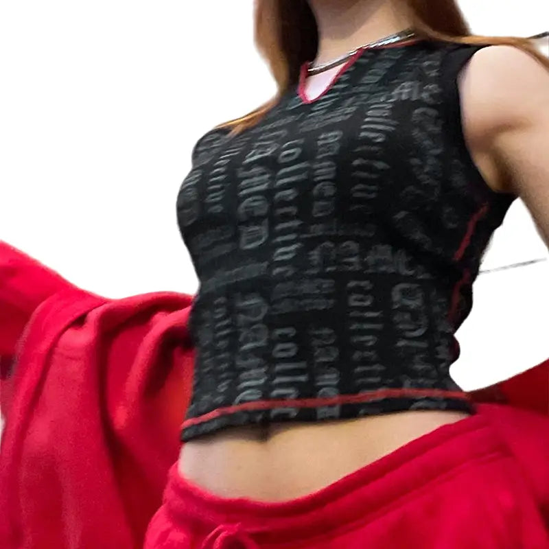 Polyester Cotton Gothic Letters Tank Top