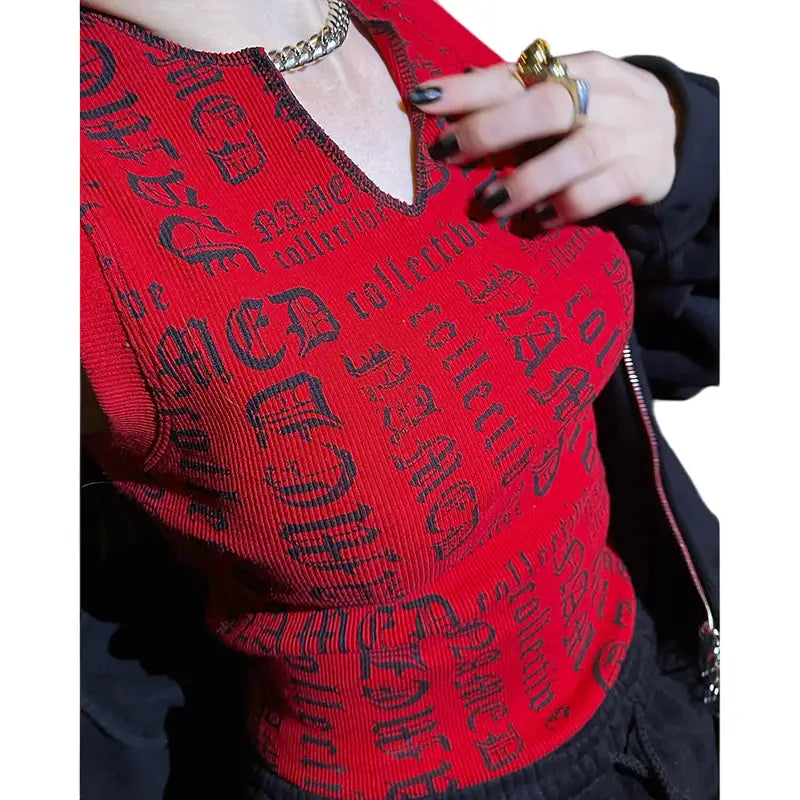 Polyester Cotton Gothic Letters Tank Top