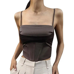 Polyester Crop Top Corset Aesthetic Slim Fit