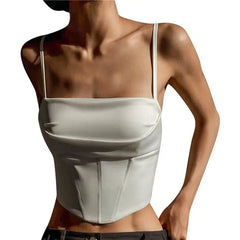 Polyester Crop Top Corset Aesthetic Slim Fit
