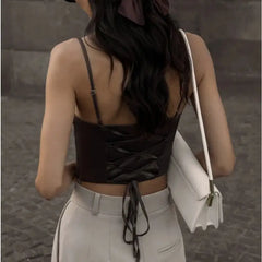 Polyester Crop Top Corset Aesthetic Slim Fit