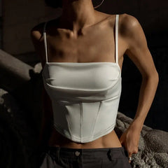Polyester Crop Top Corset Aesthetic Slim Fit