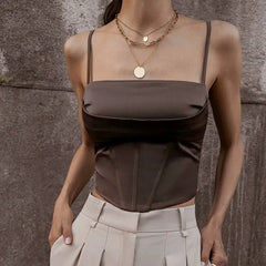 Polyester Crop Top Corset Aesthetic Slim Fit