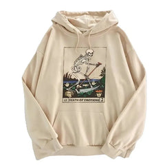Polyester Death of Emotions Tarot Card Hoodie Beige / XS