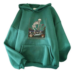 Polyester Death of Emotions Tarot Card Hoodie Green / XS