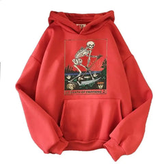 Polyester Death of Emotions Tarot Card Hoodie Red / XS
