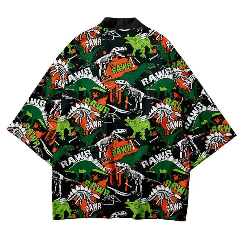 Polyester Dinosaur Cartoon Loose Kimono