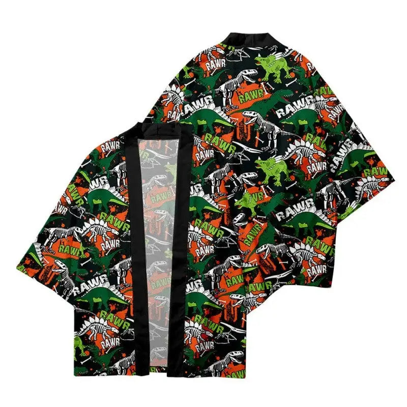 Polyester Dinosaur Cartoon Loose Kimono