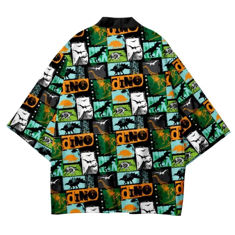 Polyester Dinosaur Cartoon Loose Kimono
