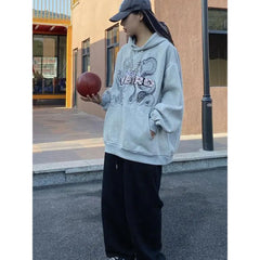 Polyester Dragon and Snake Print Hoodie