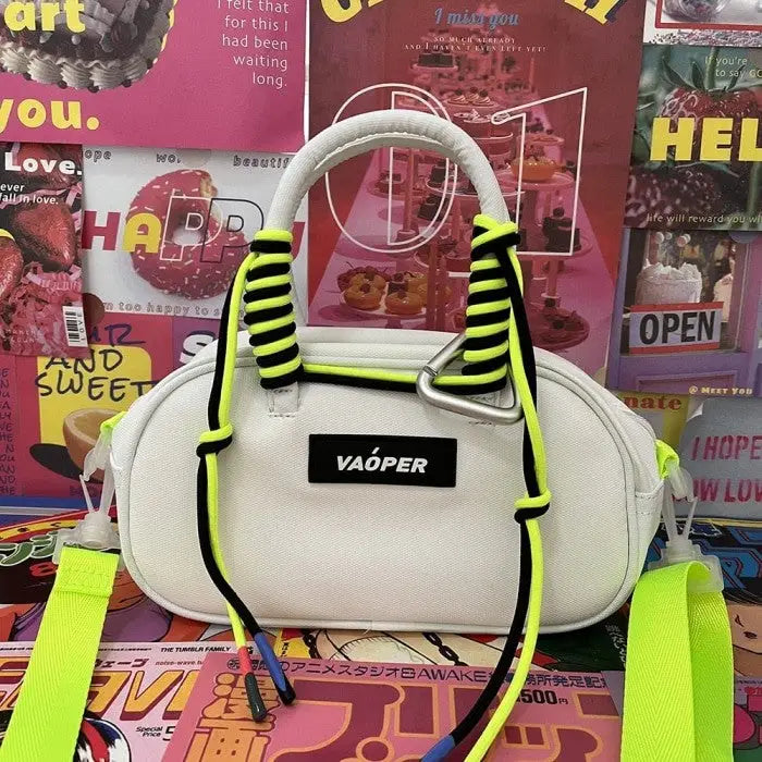 Polyester Drawstring Embellished Shoulder Bag White