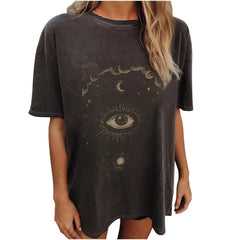 Polyester Fit Type O Neck Eye Moon Casual Shirt