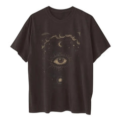 Polyester Fit Type O Neck Eye Moon Casual Shirt