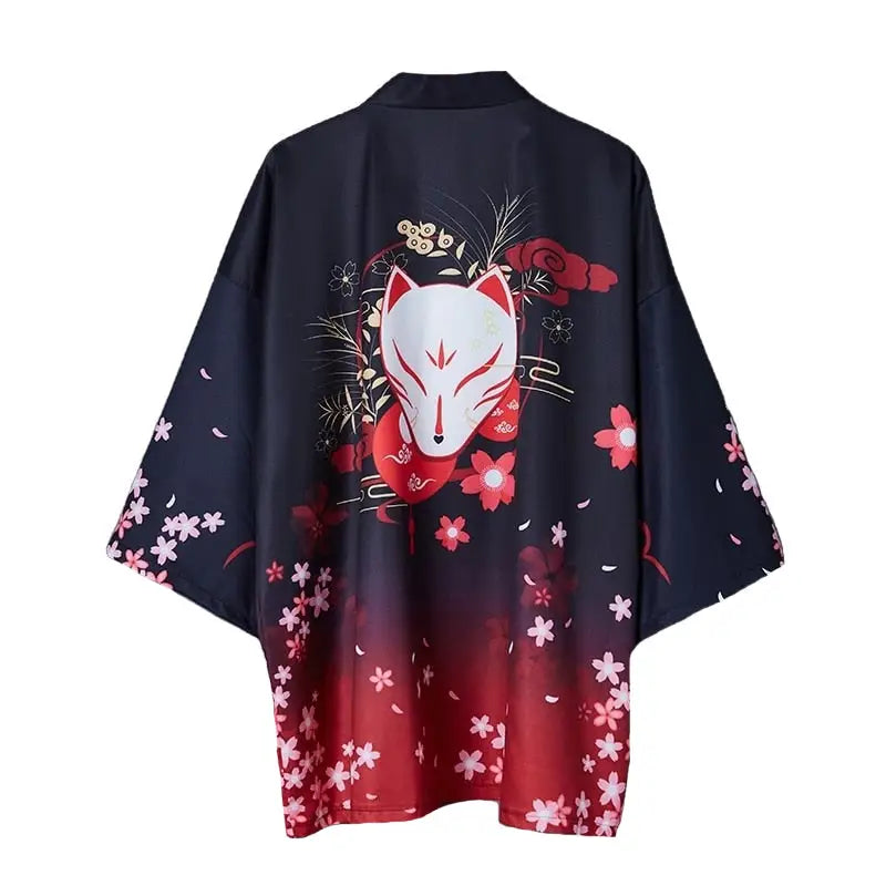 Polyester Harajuku Aesthetic Japanese Kimono Black Pink