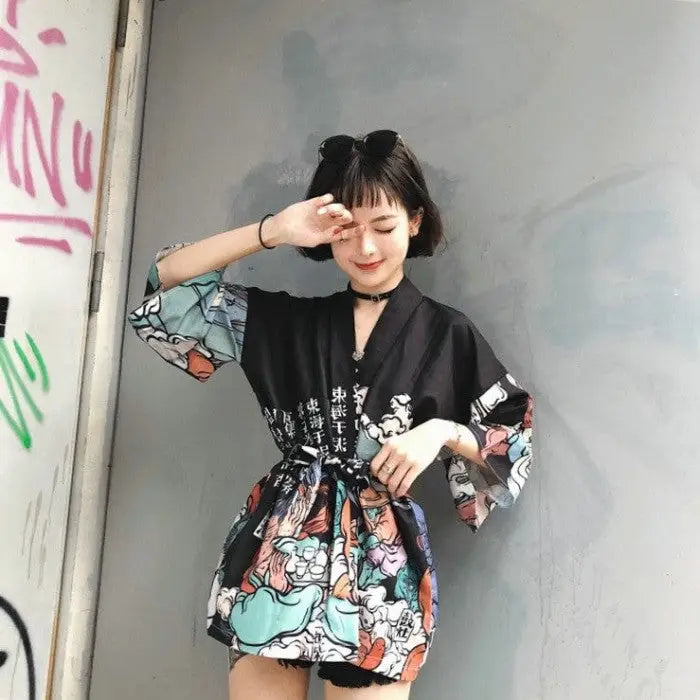 Polyester Japanese Traditional Kimono with Three Quarter