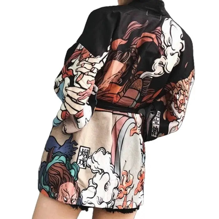 Polyester Japanese Traditional Kimono with Three Quarter