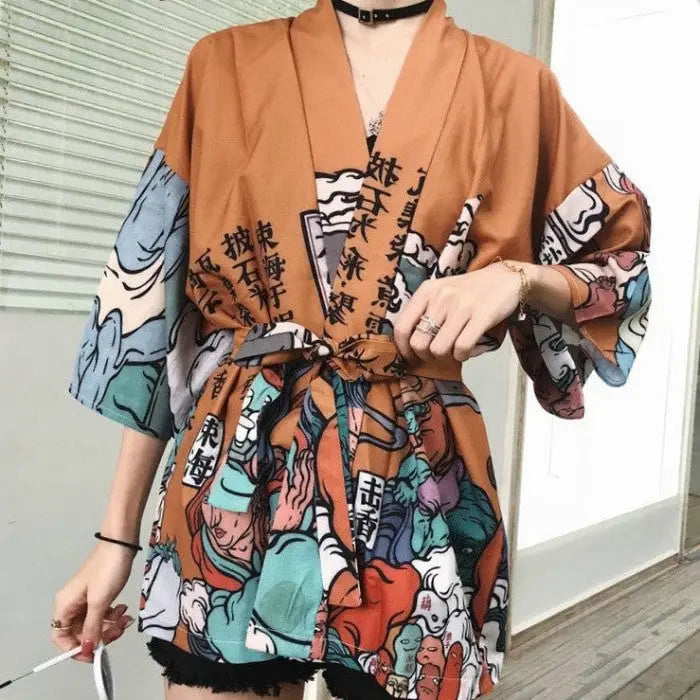 Polyester Japanese Traditional Kimono with Three Quarter