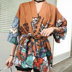 Polyester Japanese Traditional Kimono with Three Quarter