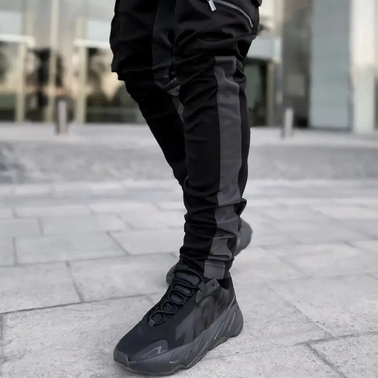 Polyester Jogger Cargo Pants Reflective Loose Fit