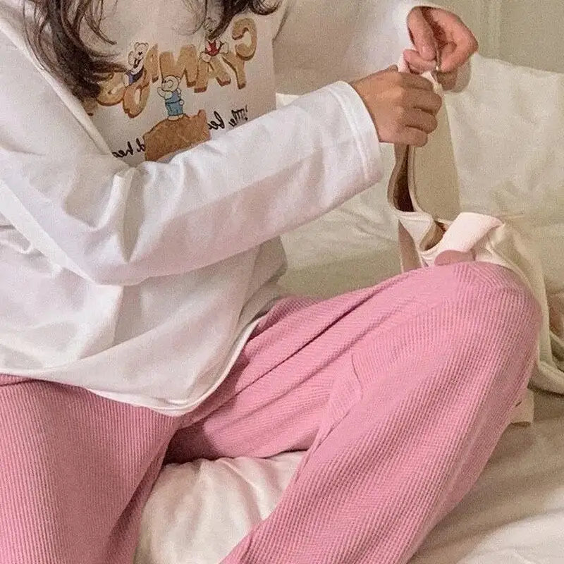 Polyester Jogger Pants Sports Harajuku High Waist