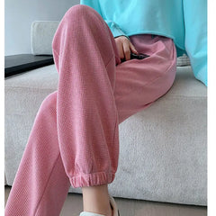 Polyester Jogger Pants Sports Harajuku High Waist Pink / S