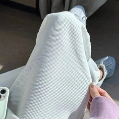 Polyester Jogger Pants Sports Harajuku High Waist White / S