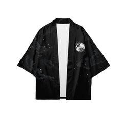Polyester Kimono with Kanji Japanese Cranes 3/4 Sleeve