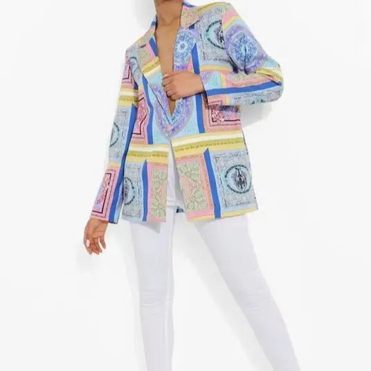 Polyester Mandalas Long Sleeve Blazer