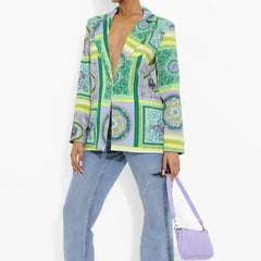 Polyester Mandalas Long Sleeve Blazer
